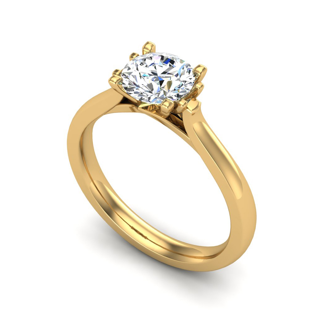 Daisy Solitaire engagement ring with a flower bed